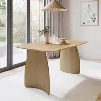 6-Seater Dining Table with Curved Legs - Oak