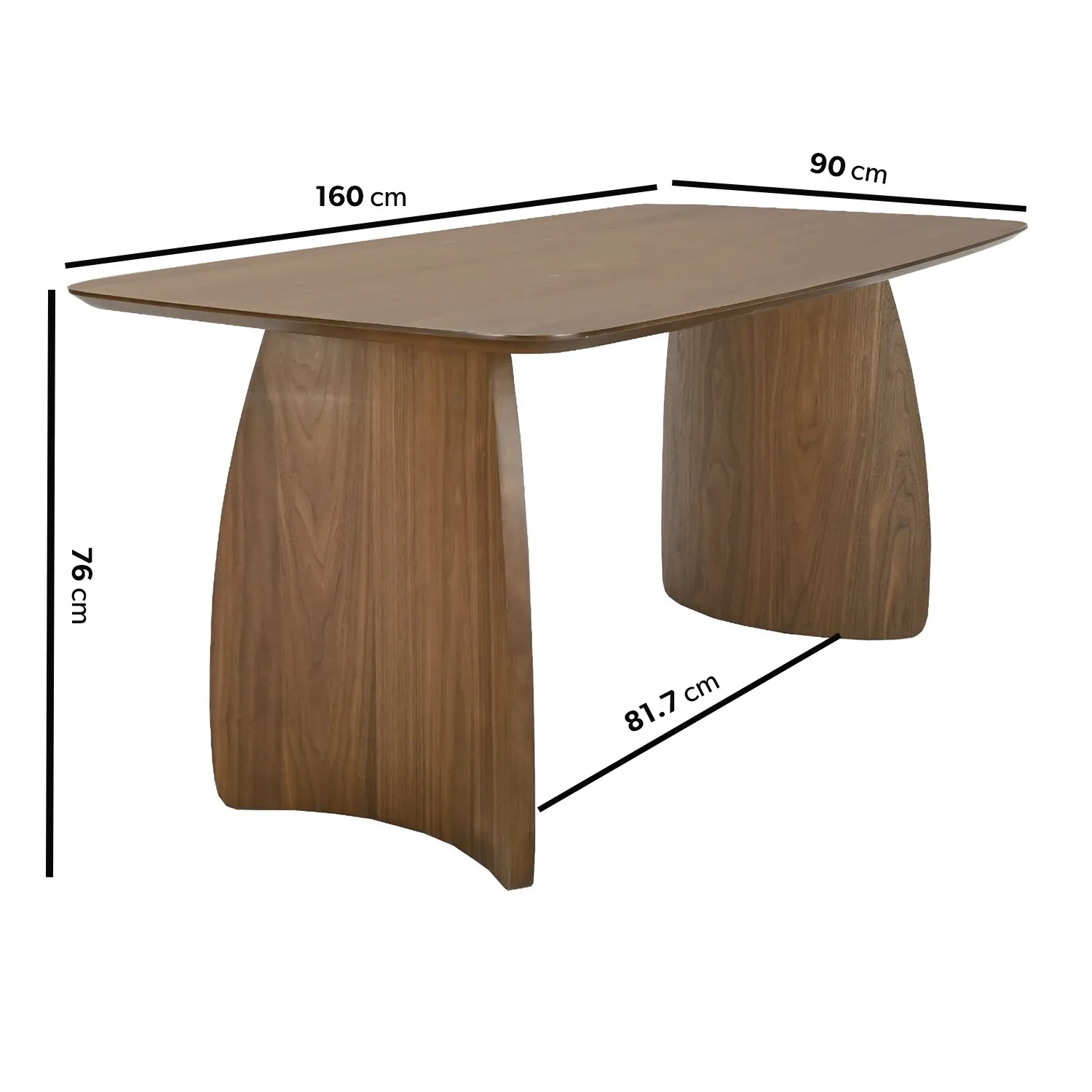 6-Seater Dining Table with Curved Legs - Walnut