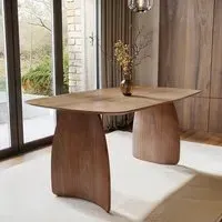 6-Seater Dining Table with Curved Legs - Walnut