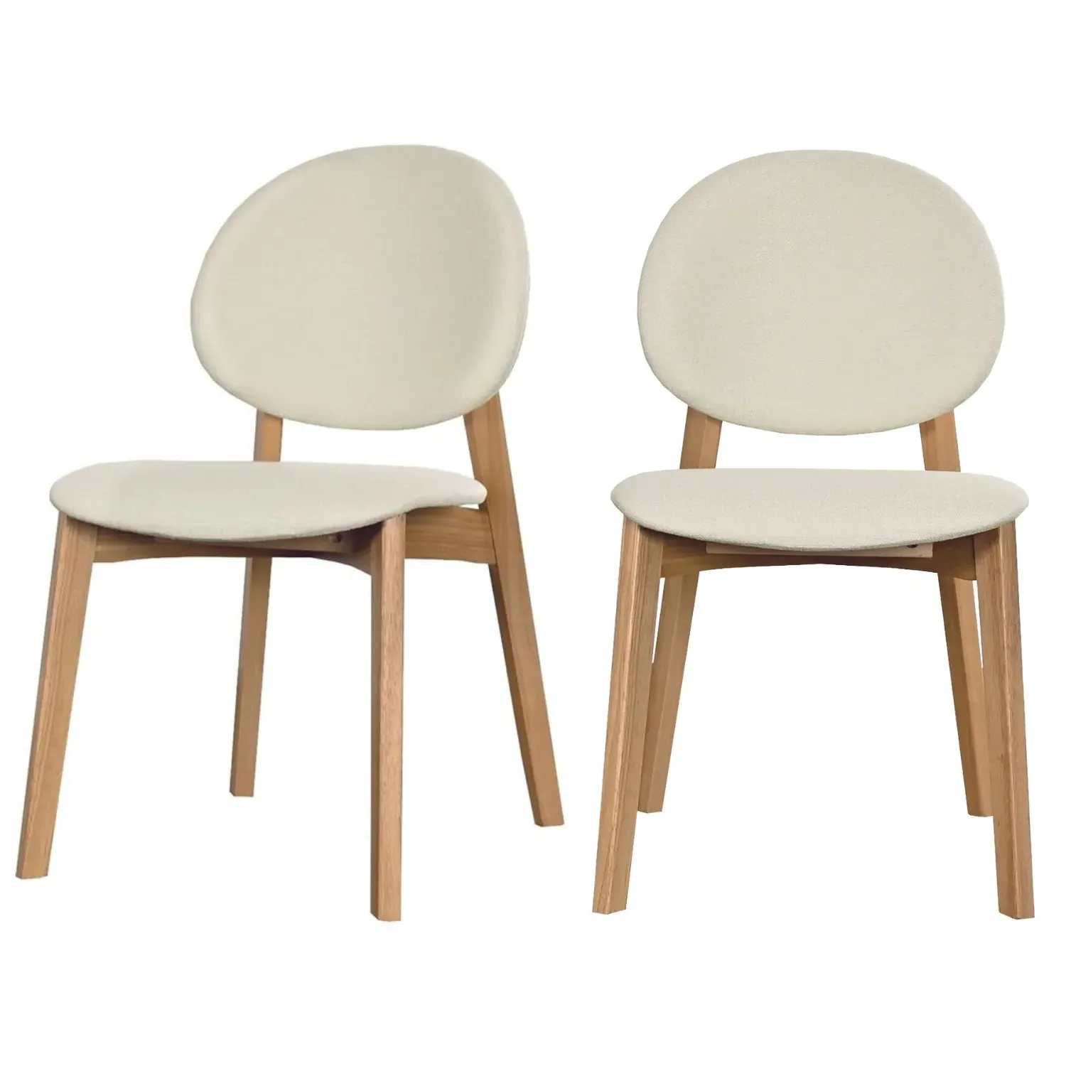 Set of 2 Dining Chairs with Curved Back - Cream