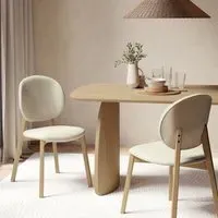 Set of 2 Dining Chairs with Curved Back - Cream