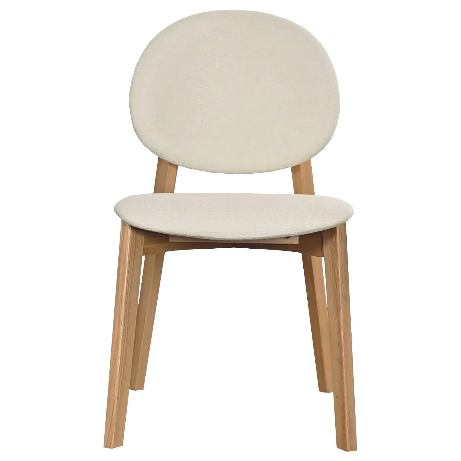 Set of 4 Dining Chairs Upholstered - Cream, Fabric