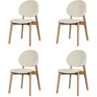 Set of 4 Dining Chairs Upholstered - Cream, Fabric