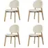 Set of 4 Dining Chairs Upholstered - Cream, Fabric