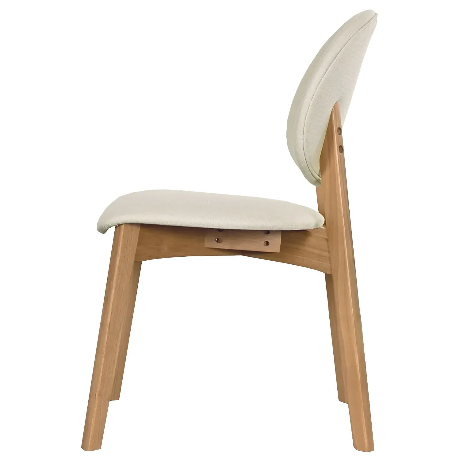 Set of 6 Dining Chairs Upholstered - Cream, Fabric
