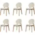 Set of 6 Dining Chairs Upholstered - Cream, Fabric