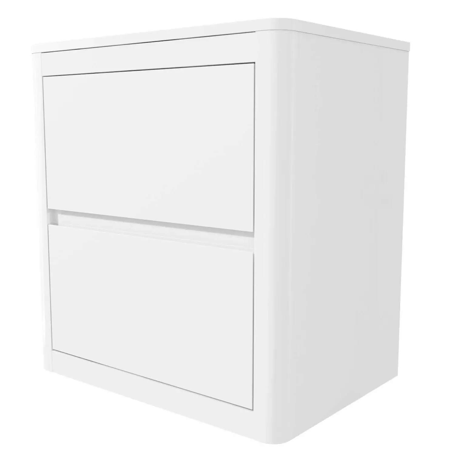 2-Drawer Bedside Table with Curved Edges - White