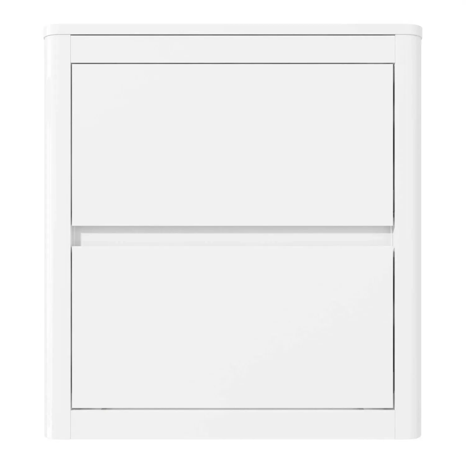 2-Drawer Bedside Table with Curved Edges - White