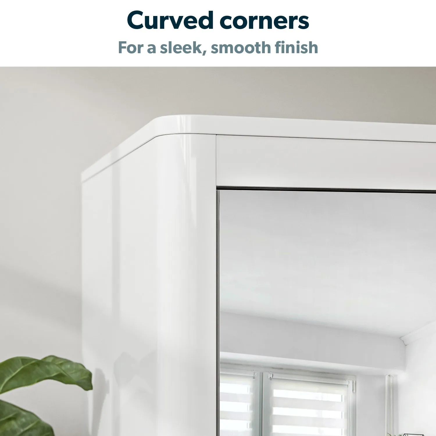 3-Door Wardrobe with Mirrors - White, Gloss