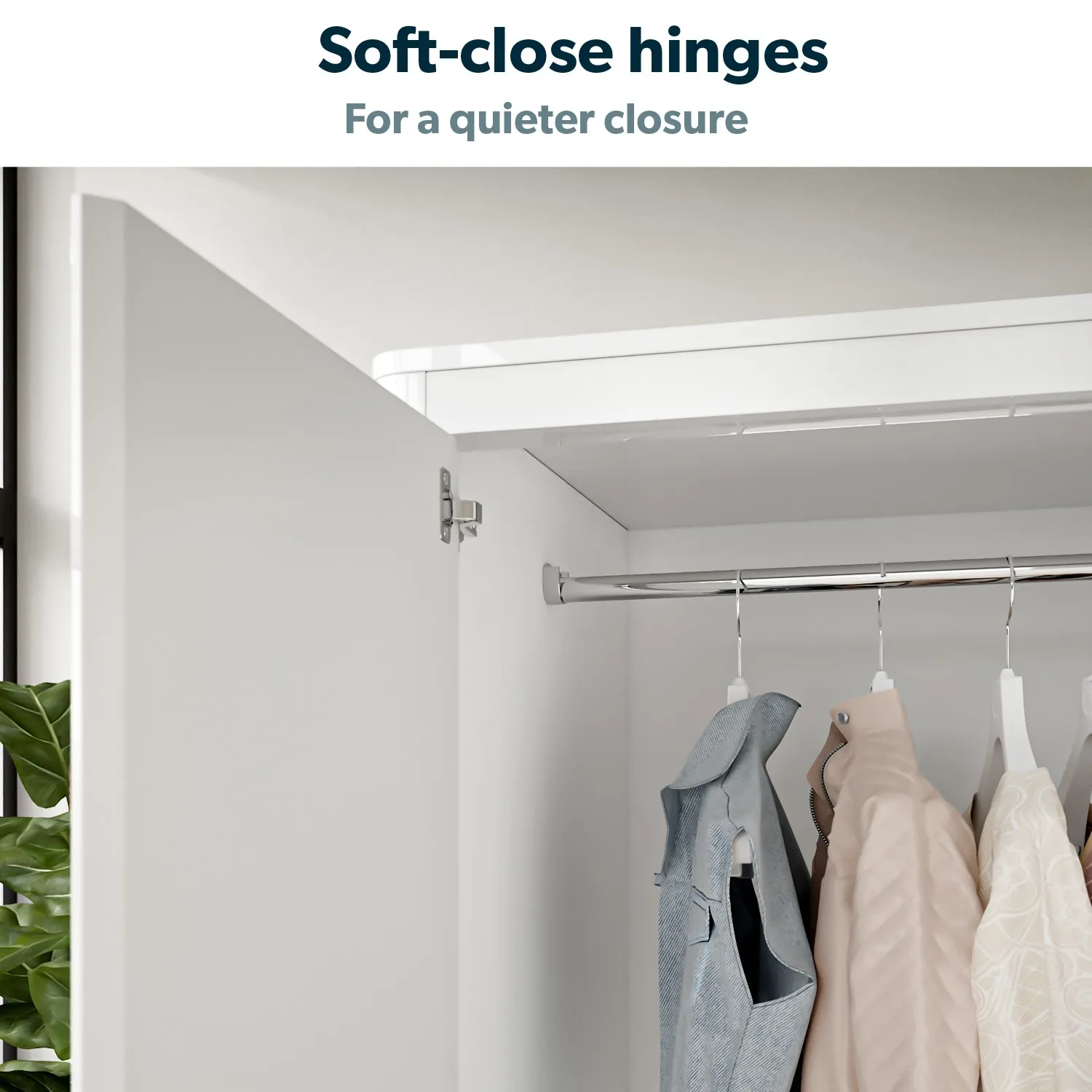 3-Door Wardrobe with Soft Close - White, Gloss