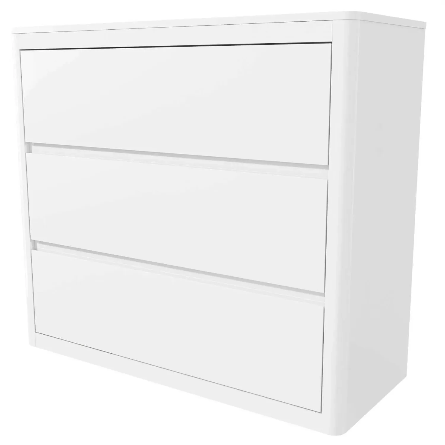 3-Drawer Chest with Curved Edges - White, Wood