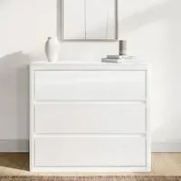 3-Drawer Chest with Curved Edges - White, Wood