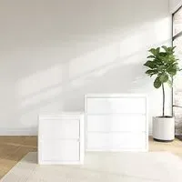 Bedside Table & Chest Set - White, High Gloss