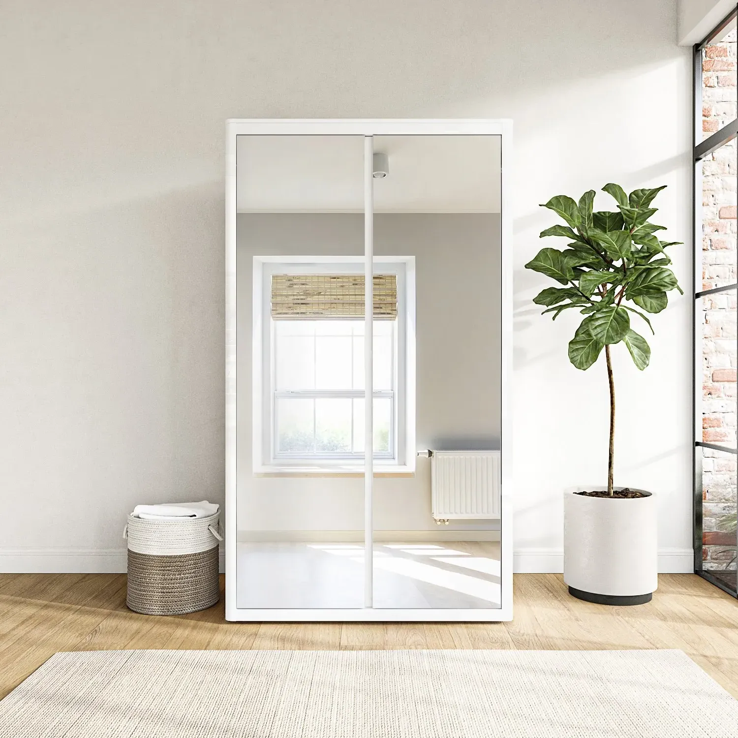 Double Mirrored Wardrobe - White, Gloss