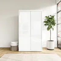 Double Wardrobe with Soft Close - White, Gloss