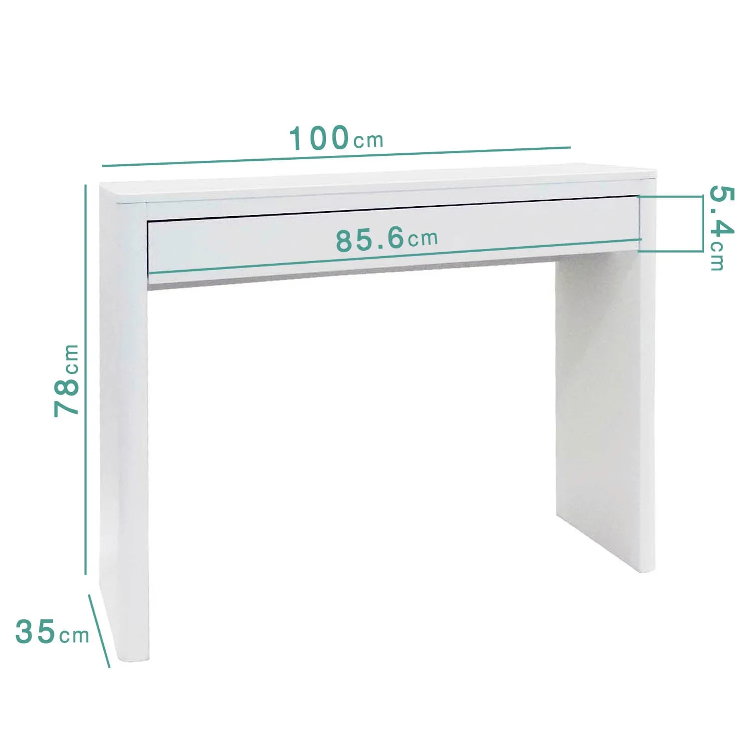 Dressing Table with Drawer - White, High Gloss