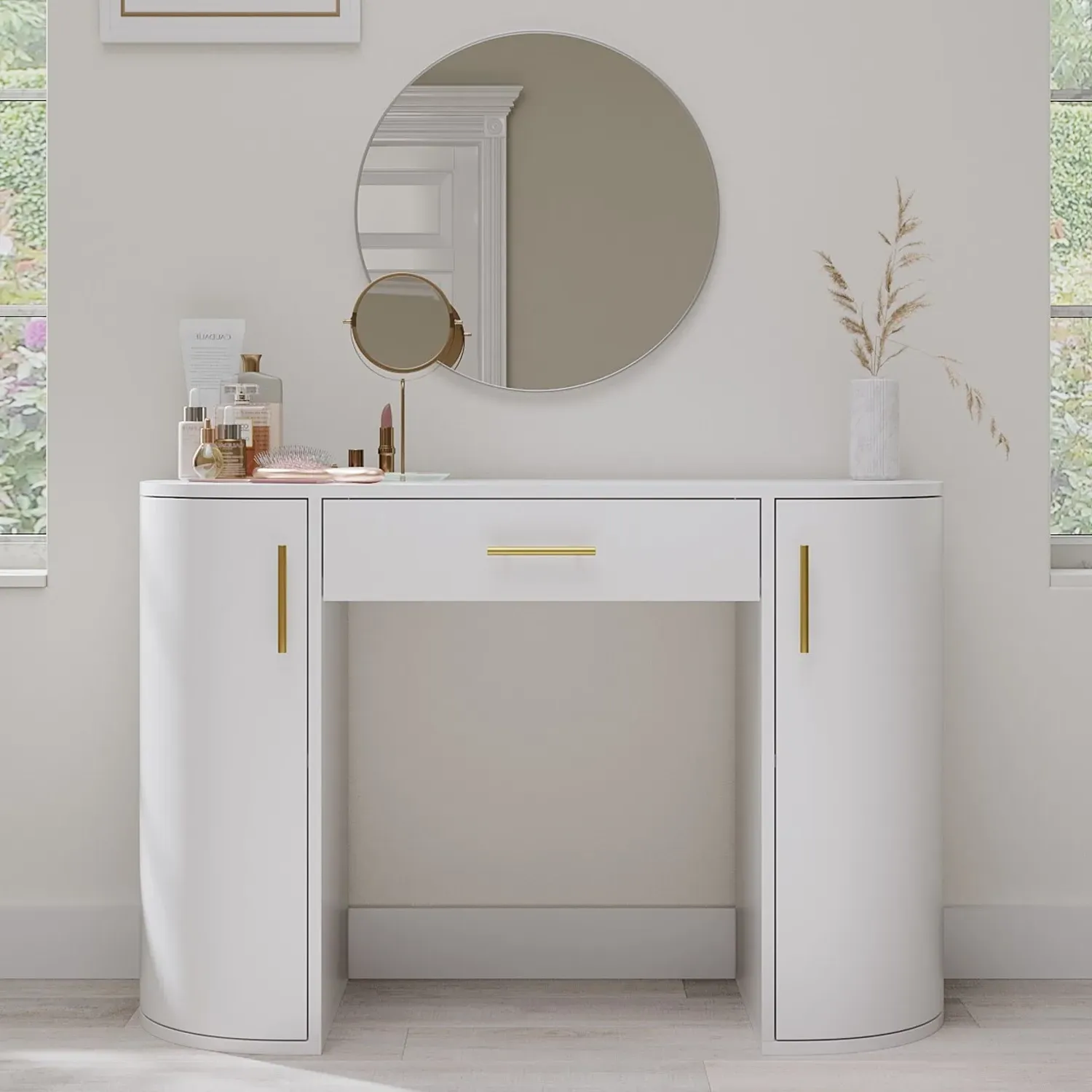 Large Dressing Table with Storage - White, MDF image