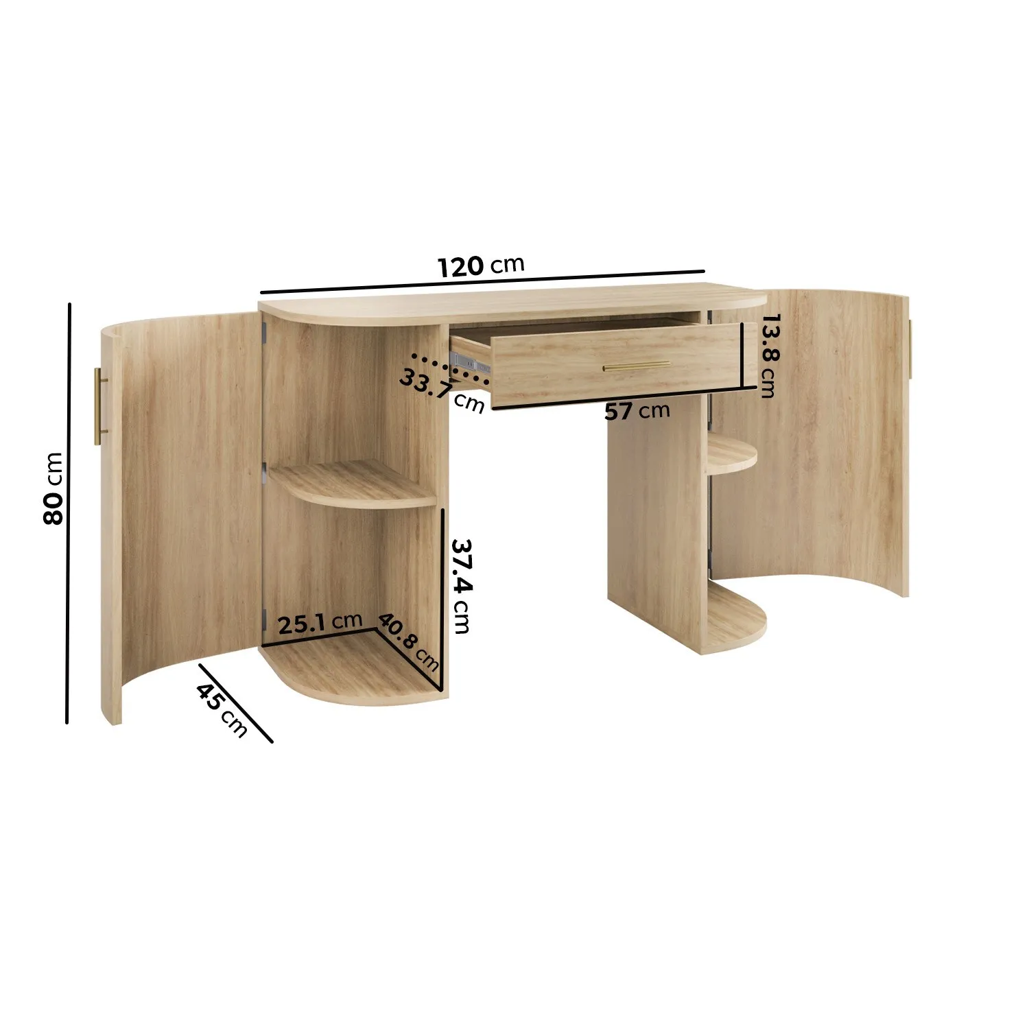 Large Dressing Table with Storage - Wood, MDF