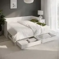 Double Day Bed with Trundle Storage - White, Wood