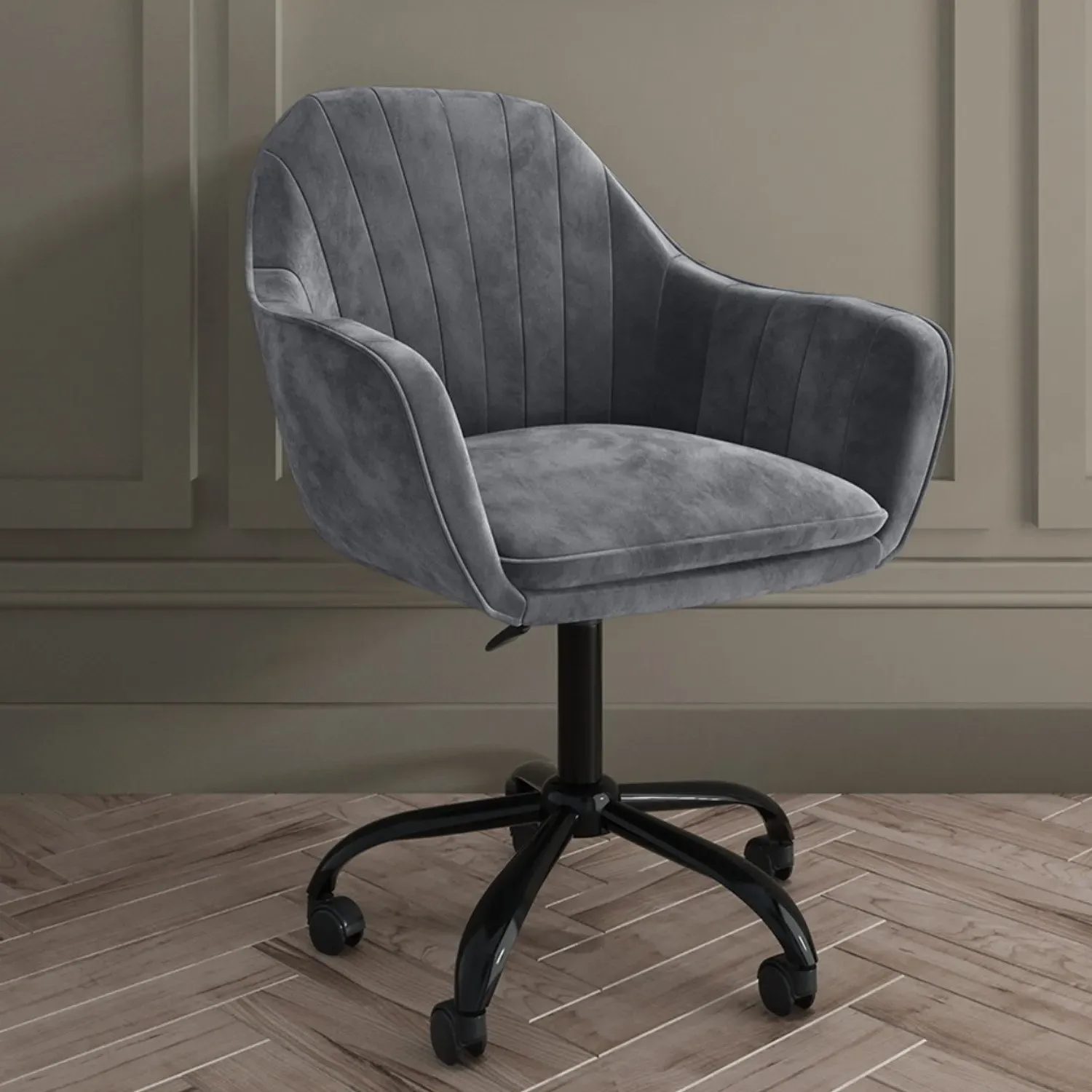 Office Chair with Arms - Grey, Velvet