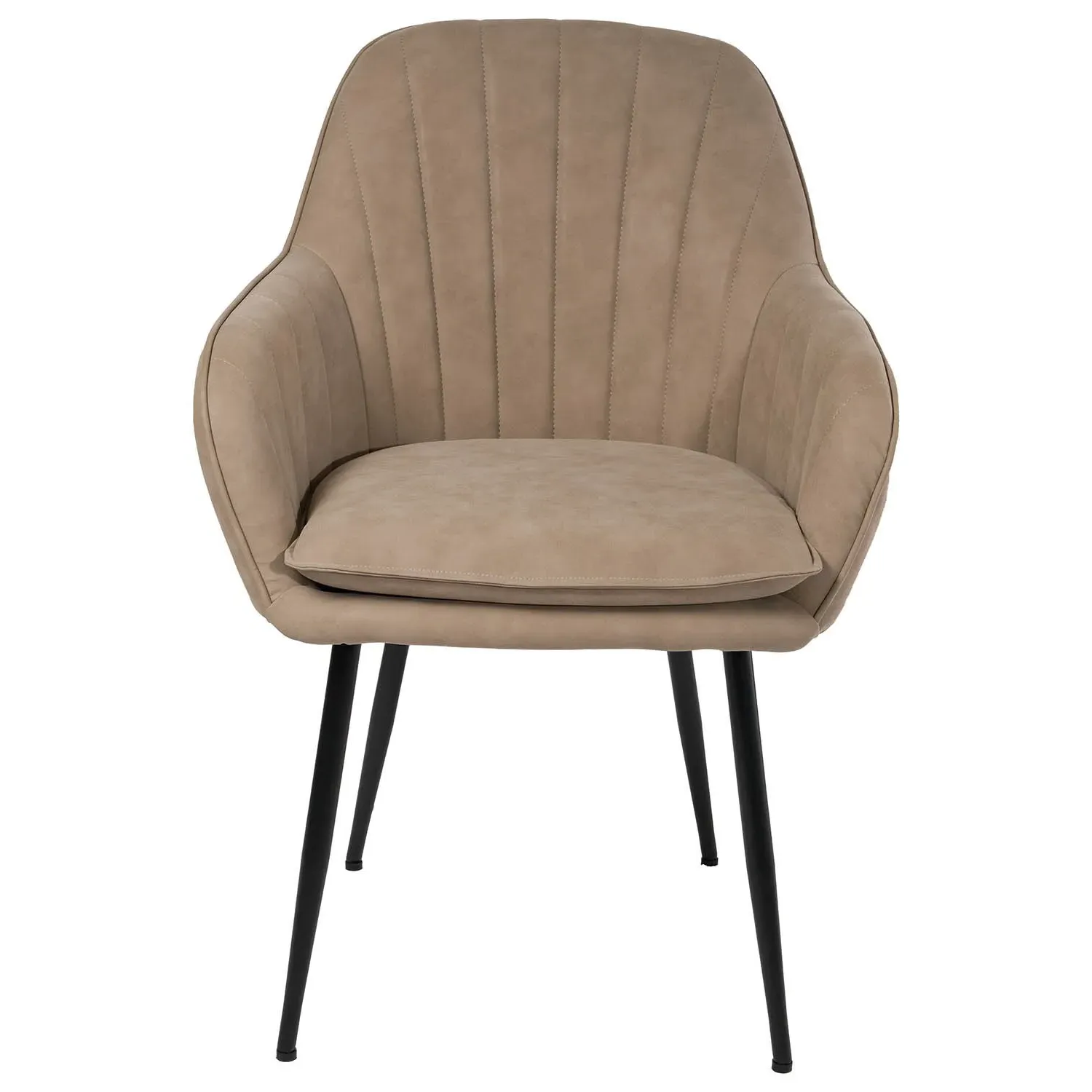 Set of 2 Dining Chairs - Beige, Faux Leather