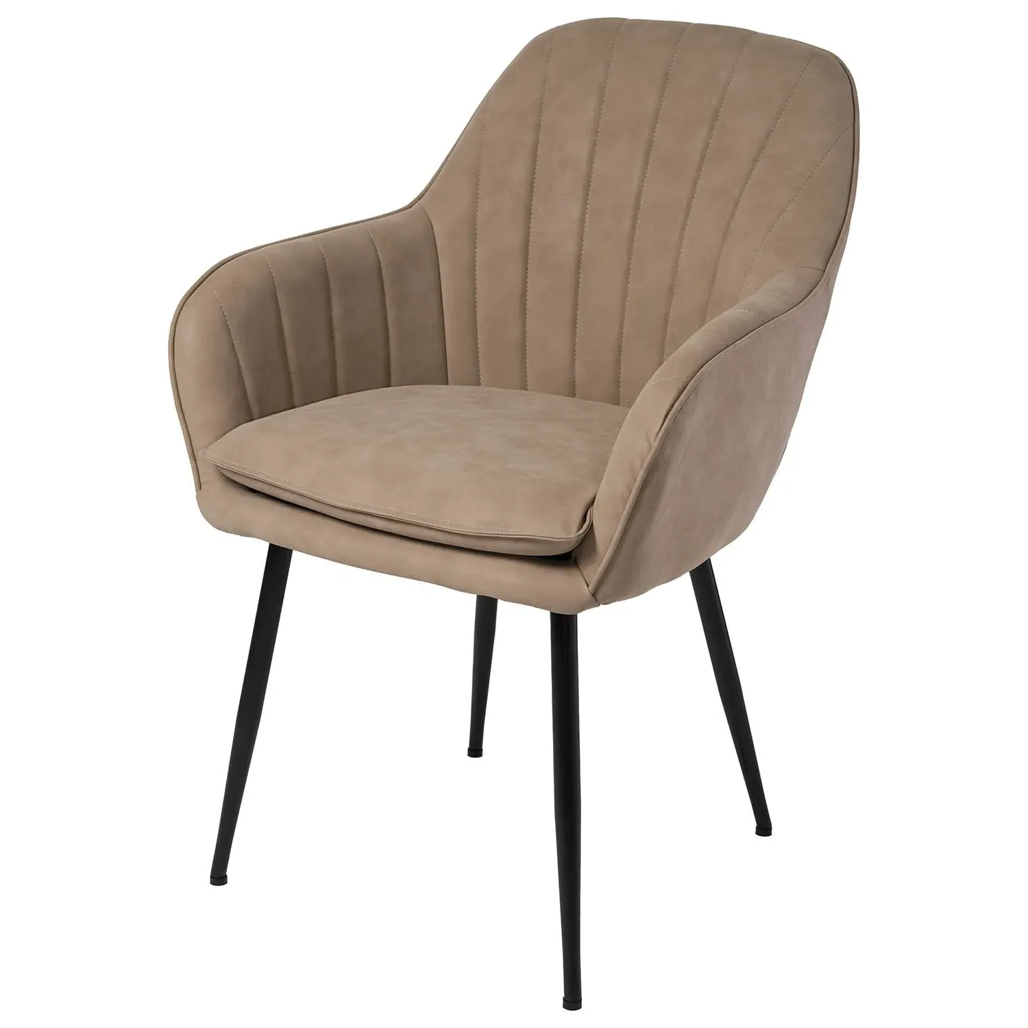 Set of 2 Dining Chairs - Beige, Faux Leather