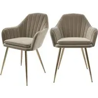 Set of 2 Dining Chairs - Mink, Velvet