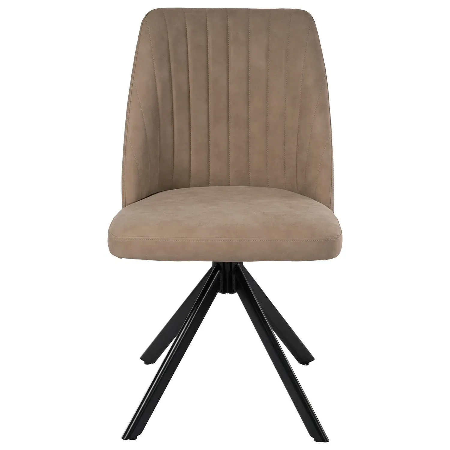 Set of 2 Swivel Dining Chairs - Beige, Faux Leather