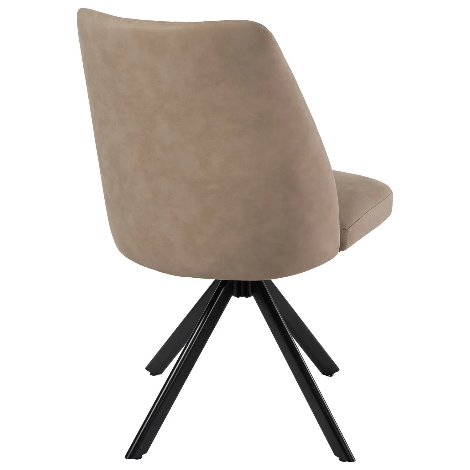 Set of 2 Swivel Dining Chairs - Beige, Faux Leather