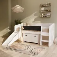 Single Cabin Bed with Slide & Storage - White