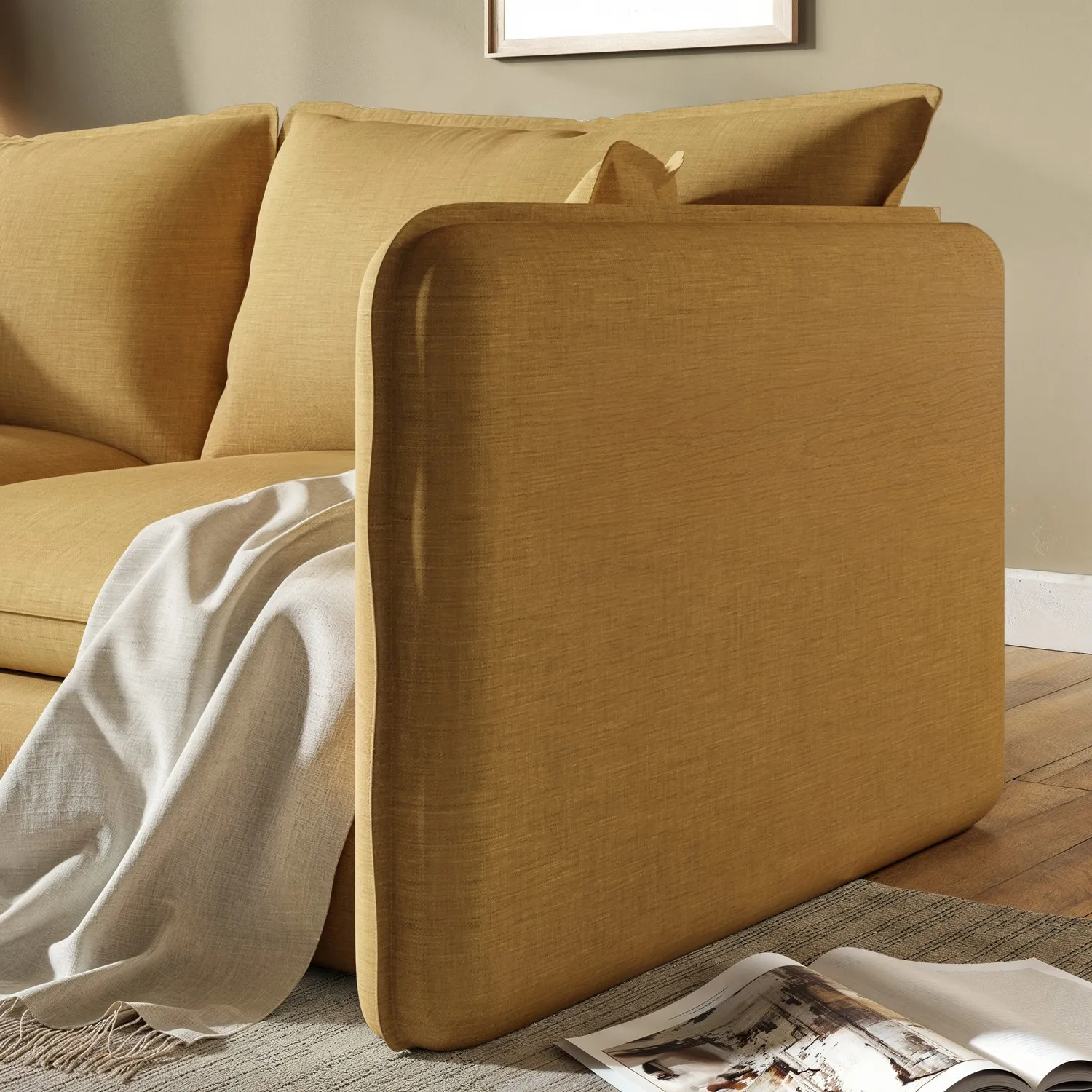 3-Seater Sofa with Removable Cushions - Brown