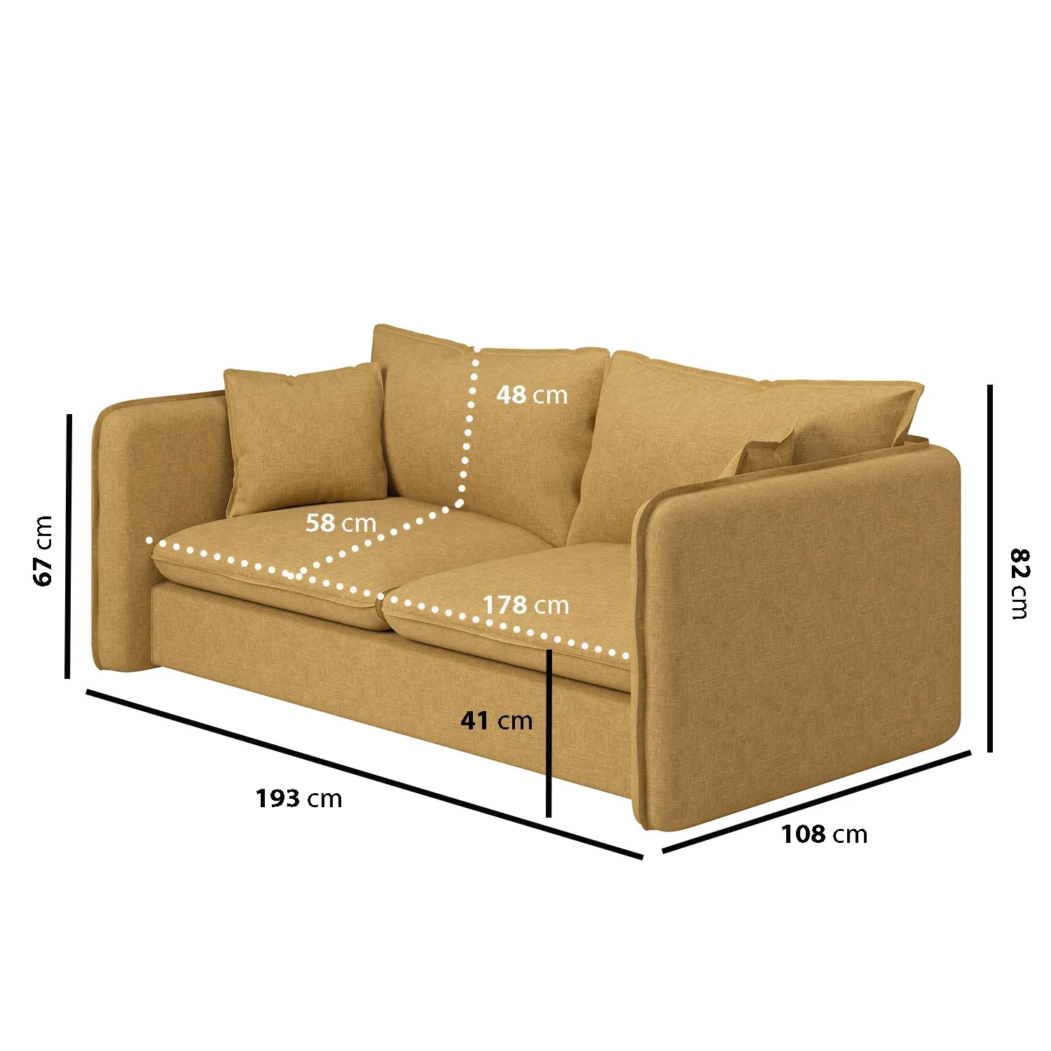 3-Seater Sofa with Removable Cushions - Brown