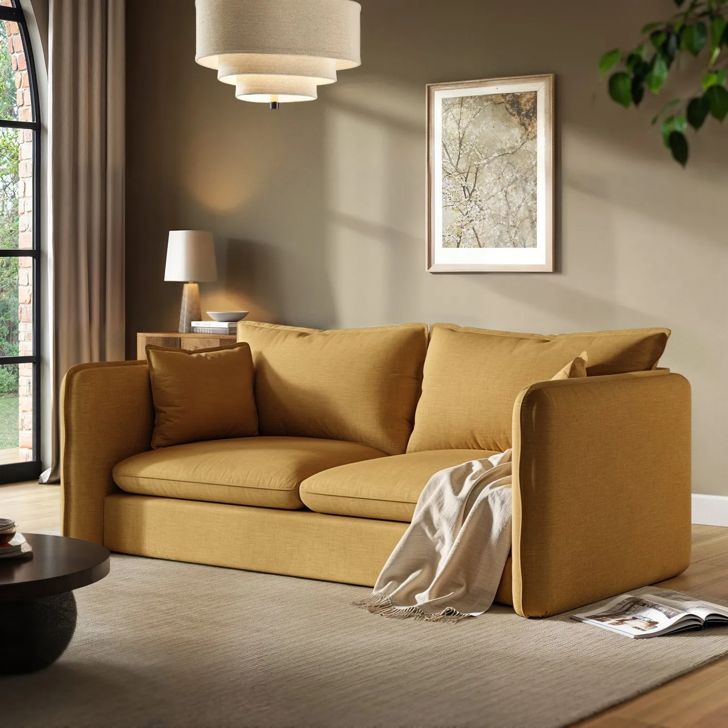 3-Seater Sofa with Removable Cushions - Brown image