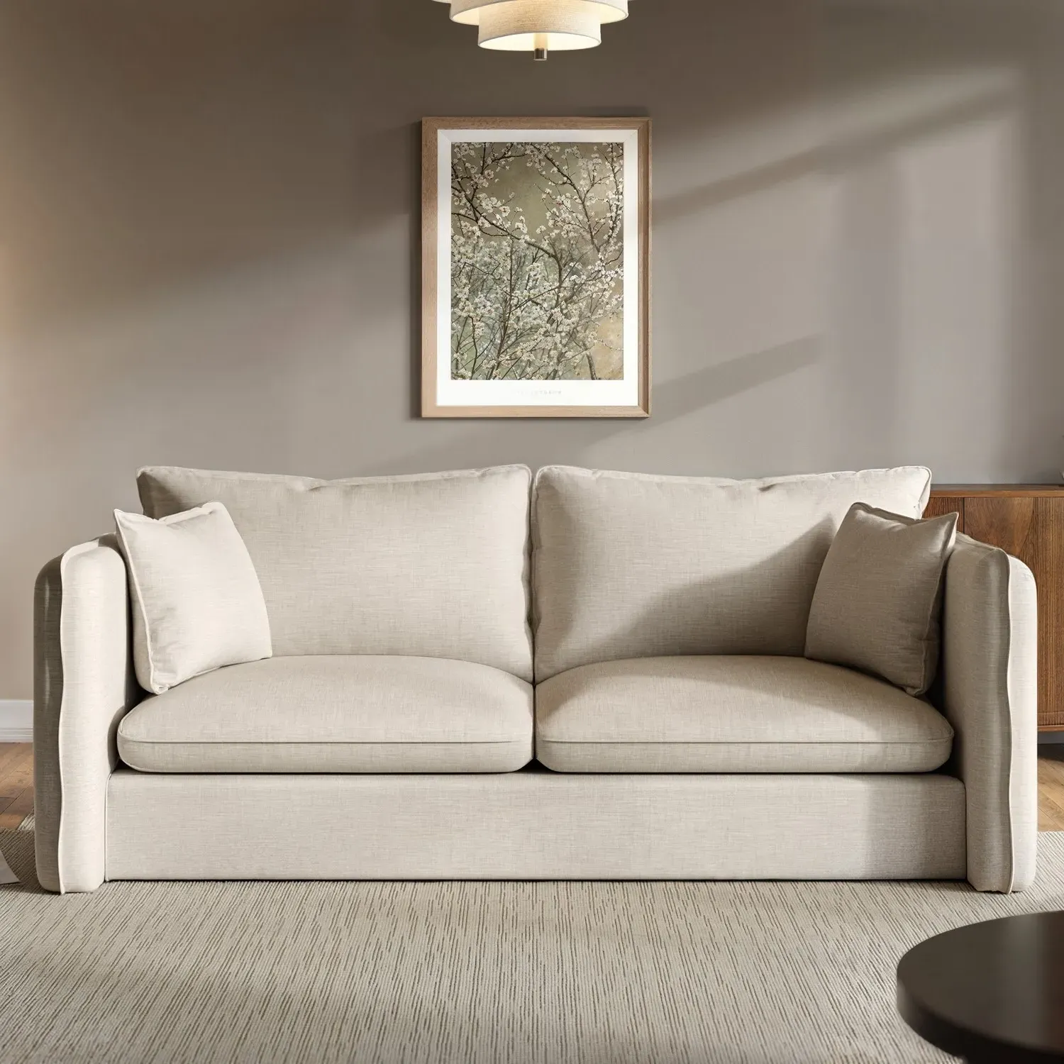 3-Seater Sofa with Removable Cushions - Cream