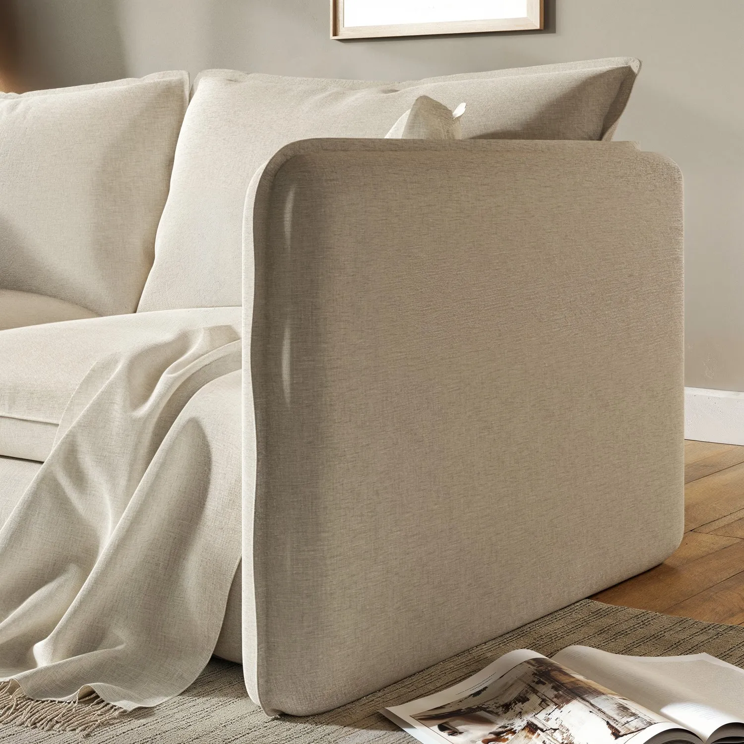 3-Seater Sofa with Removable Cushions - Cream
