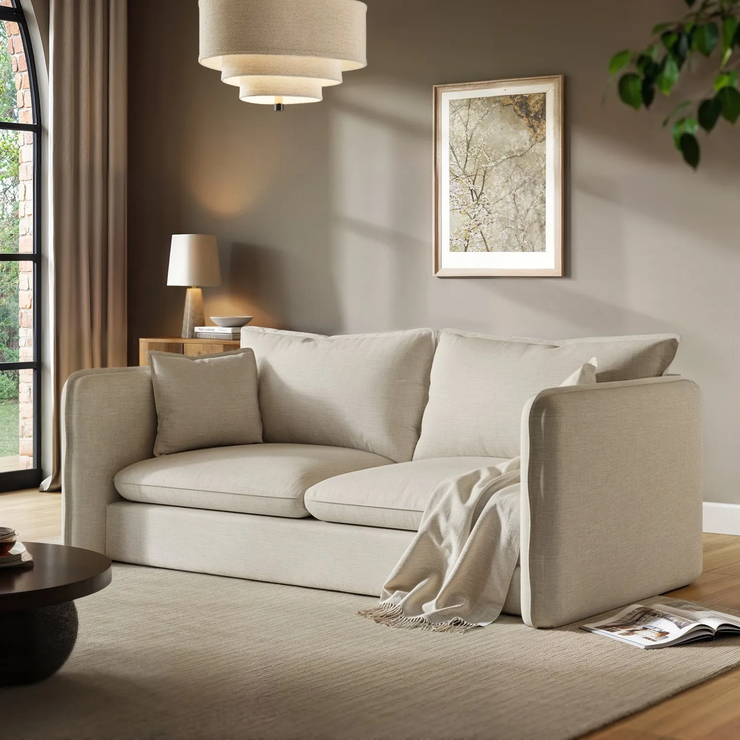 3-Seater Sofa with Removable Cushions - Cream image