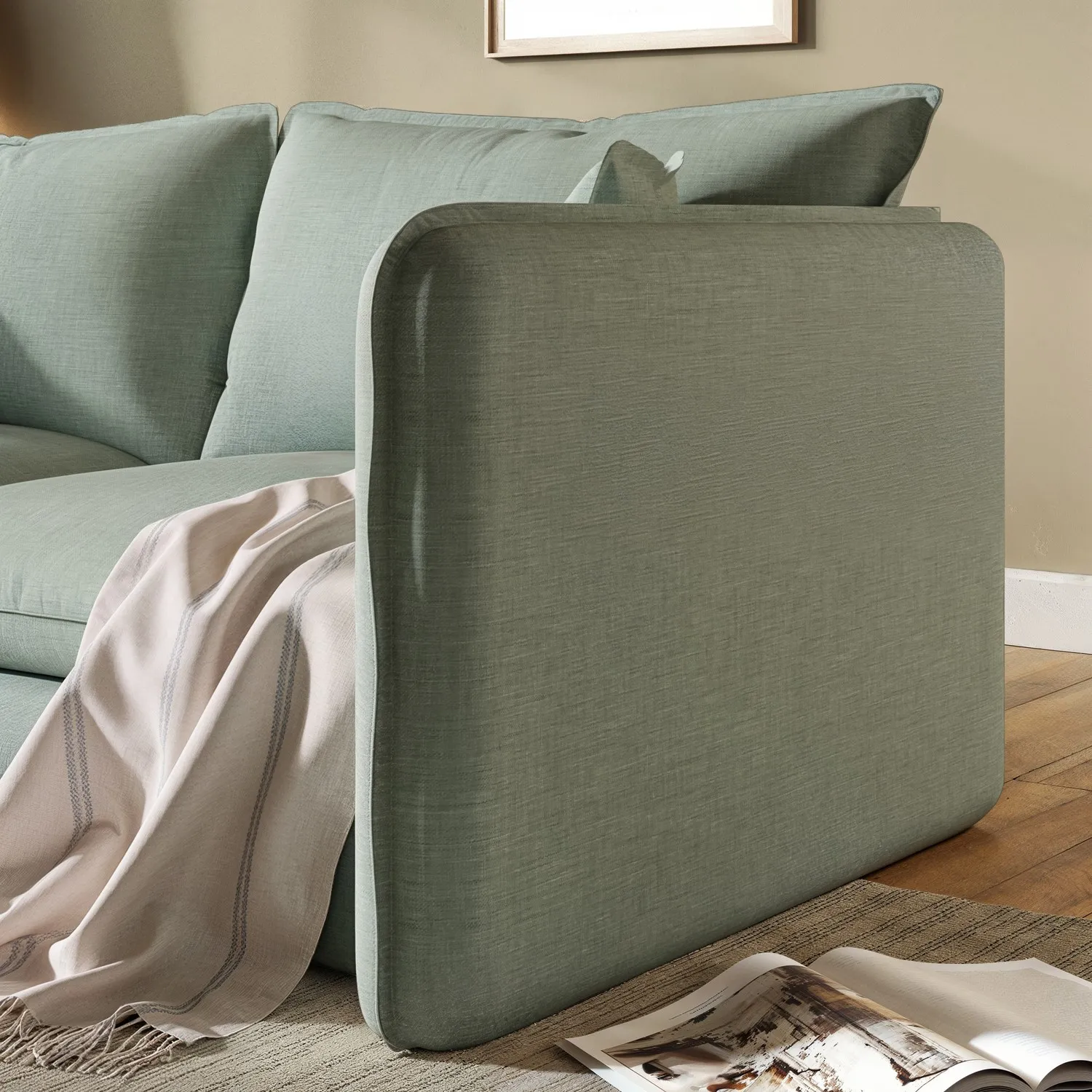 3-Seater Sofa with Removable Cushions - Green