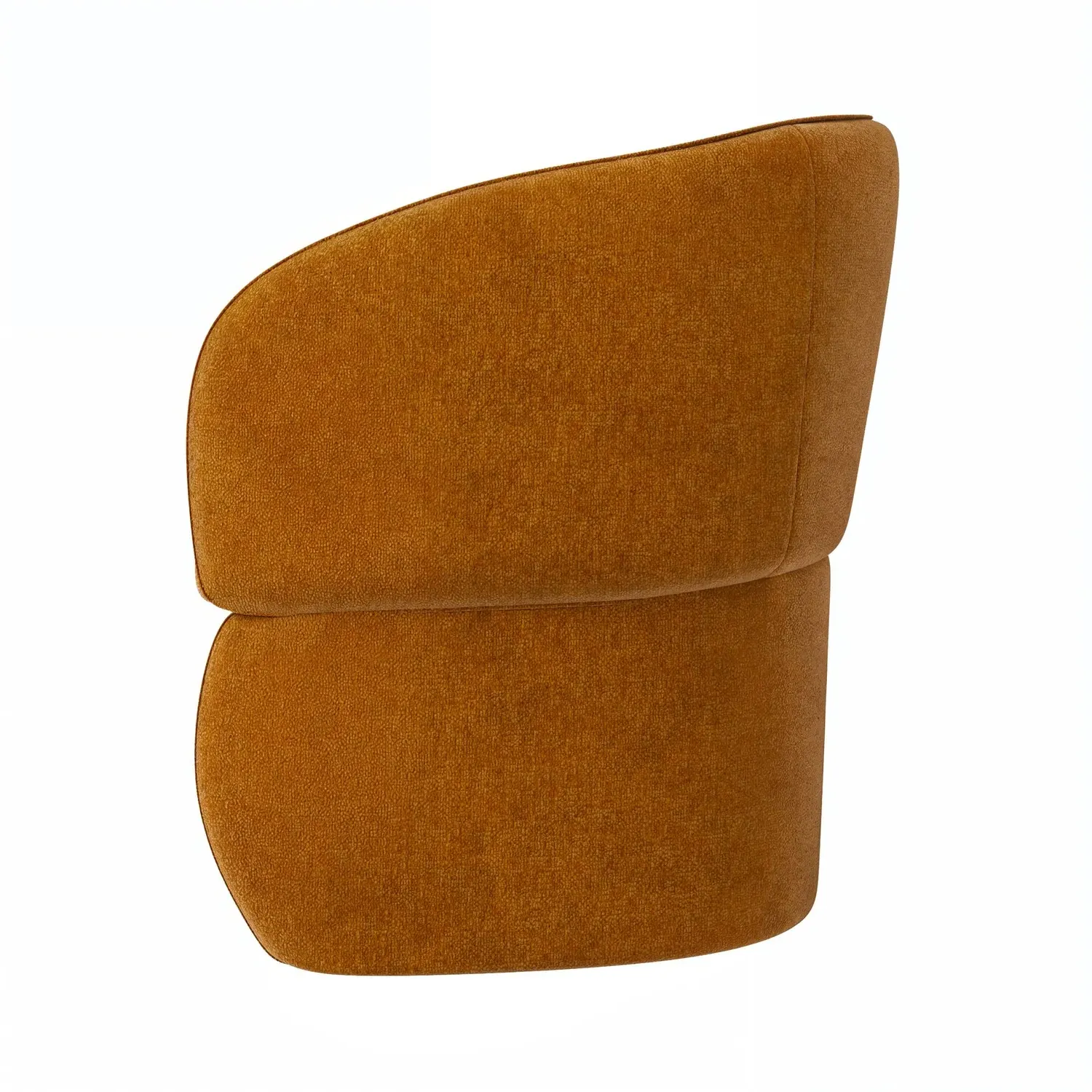 Curved Accent Chair - Tan, Textured Fabric