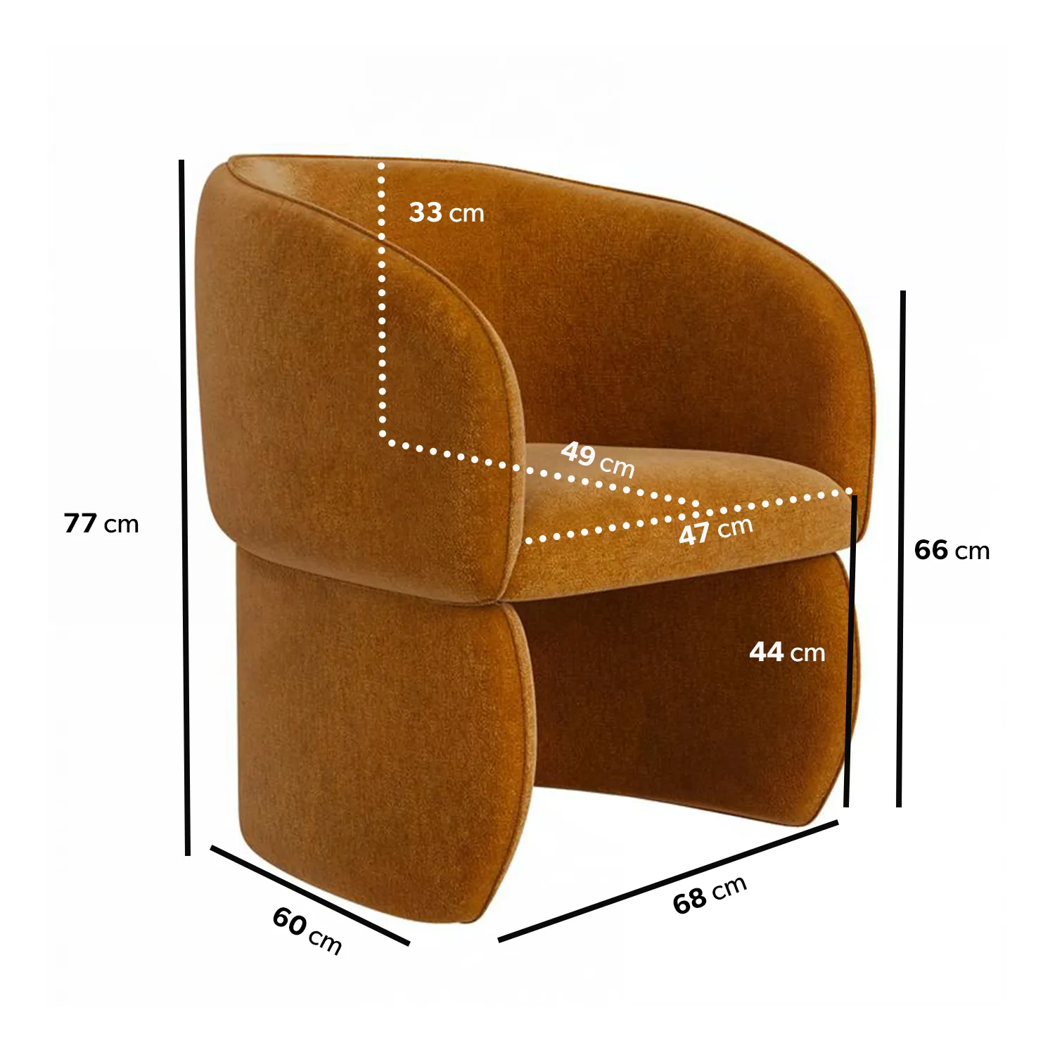 Set of 2 Curved Dining Chairs - Tan, Fabric