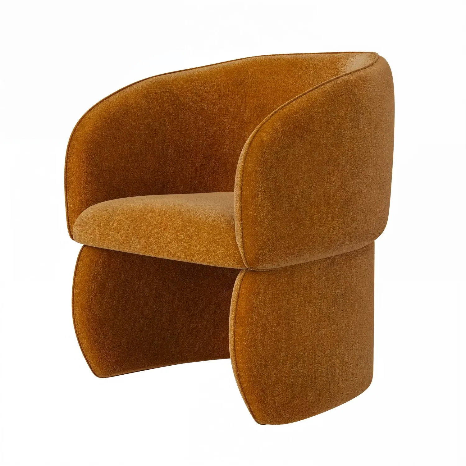 Set of 2 Curved Dining Chairs - Tan, Fabric