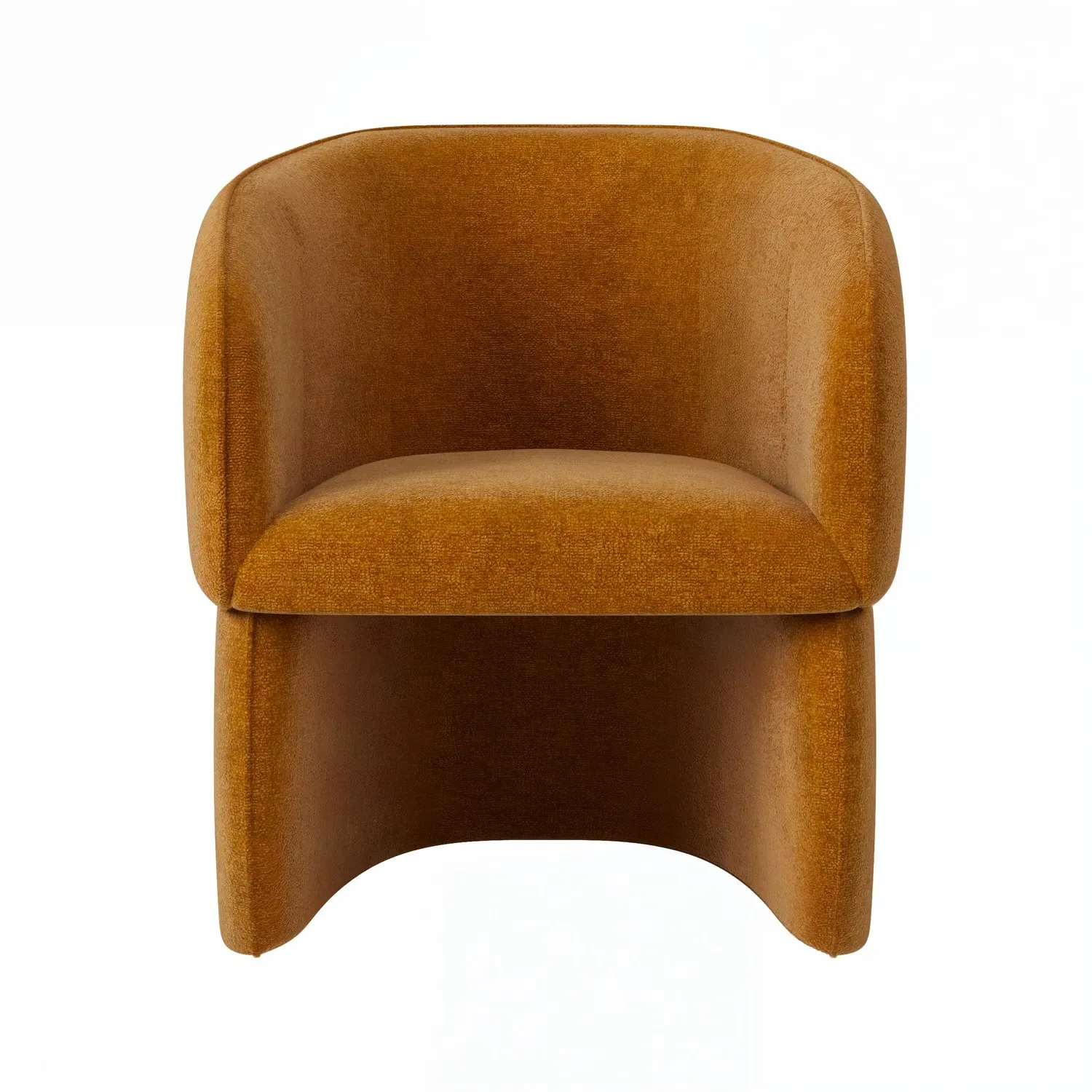 Set of 2 Curved Dining Chairs - Tan, Fabric