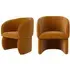 Set of 2 Curved Dining Chairs - Tan, Fabric