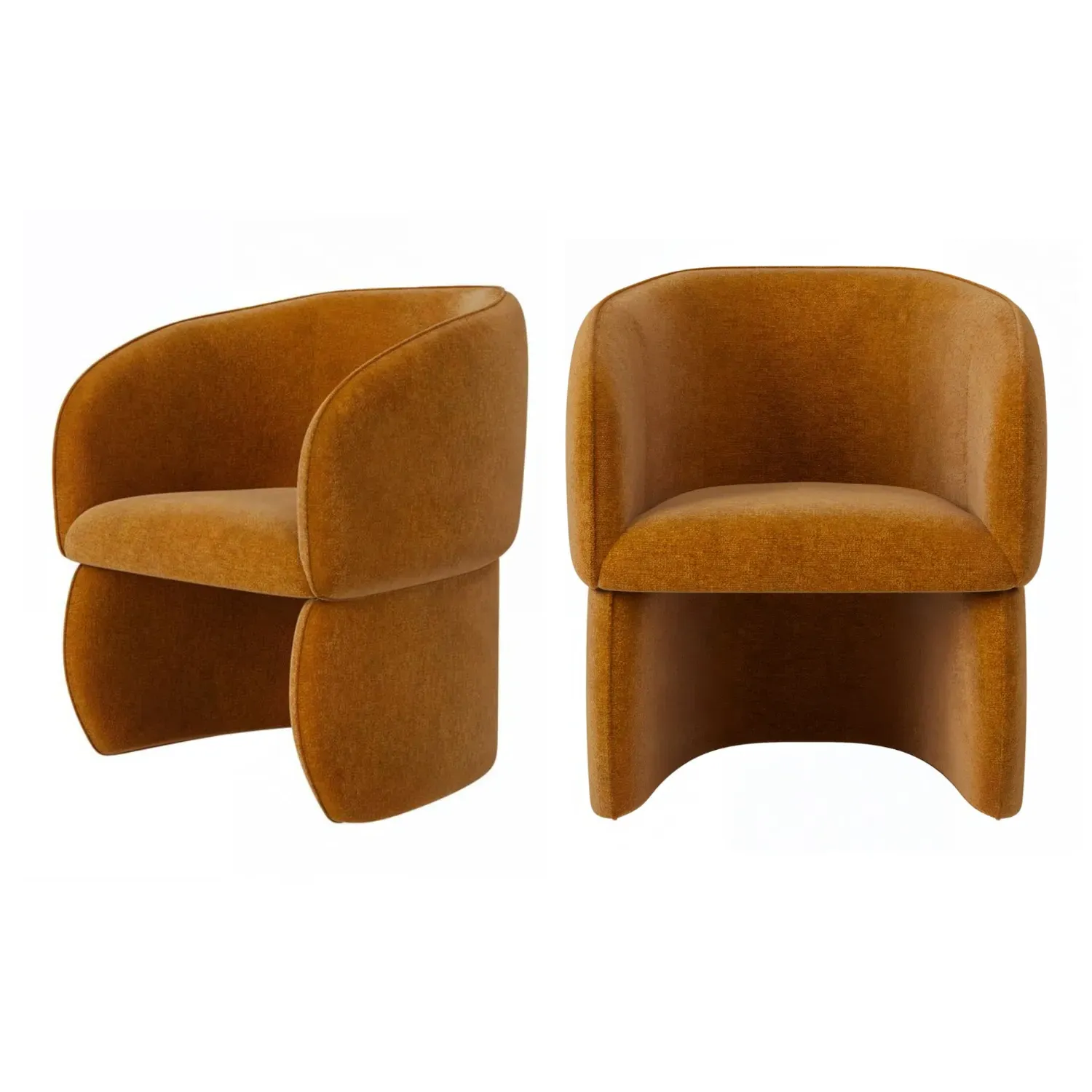 Set of 2 Curved Dining Chairs - Tan, Fabric image