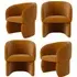 Set of 4 Curved Dining Chairs - Tan, Fabric