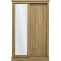 2-Door Sliding Mirrored Wardrobe - Oak