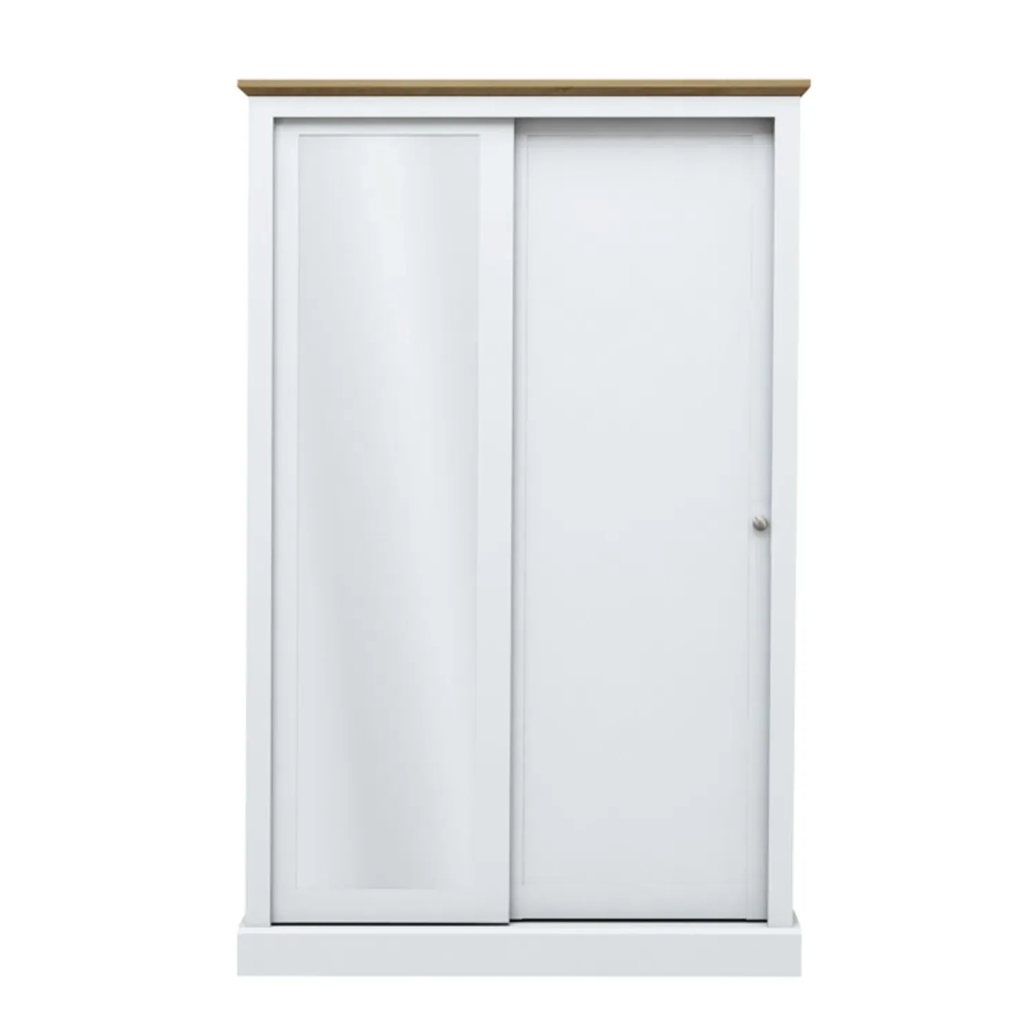 2-Door Sliding Mirrored Wardrobe - White, Oak image