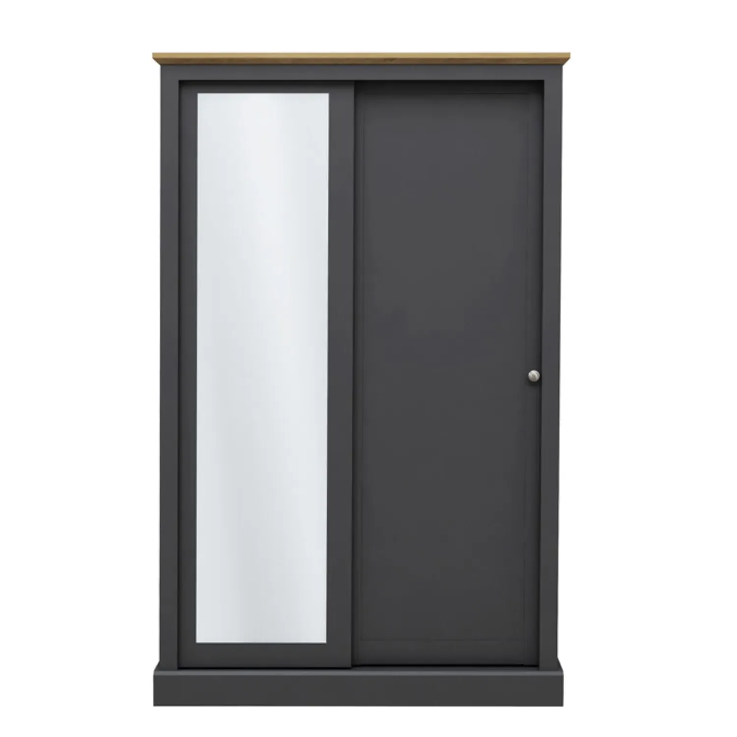 2-Door Sliding Wardrobe with Mirror - Grey, Oak