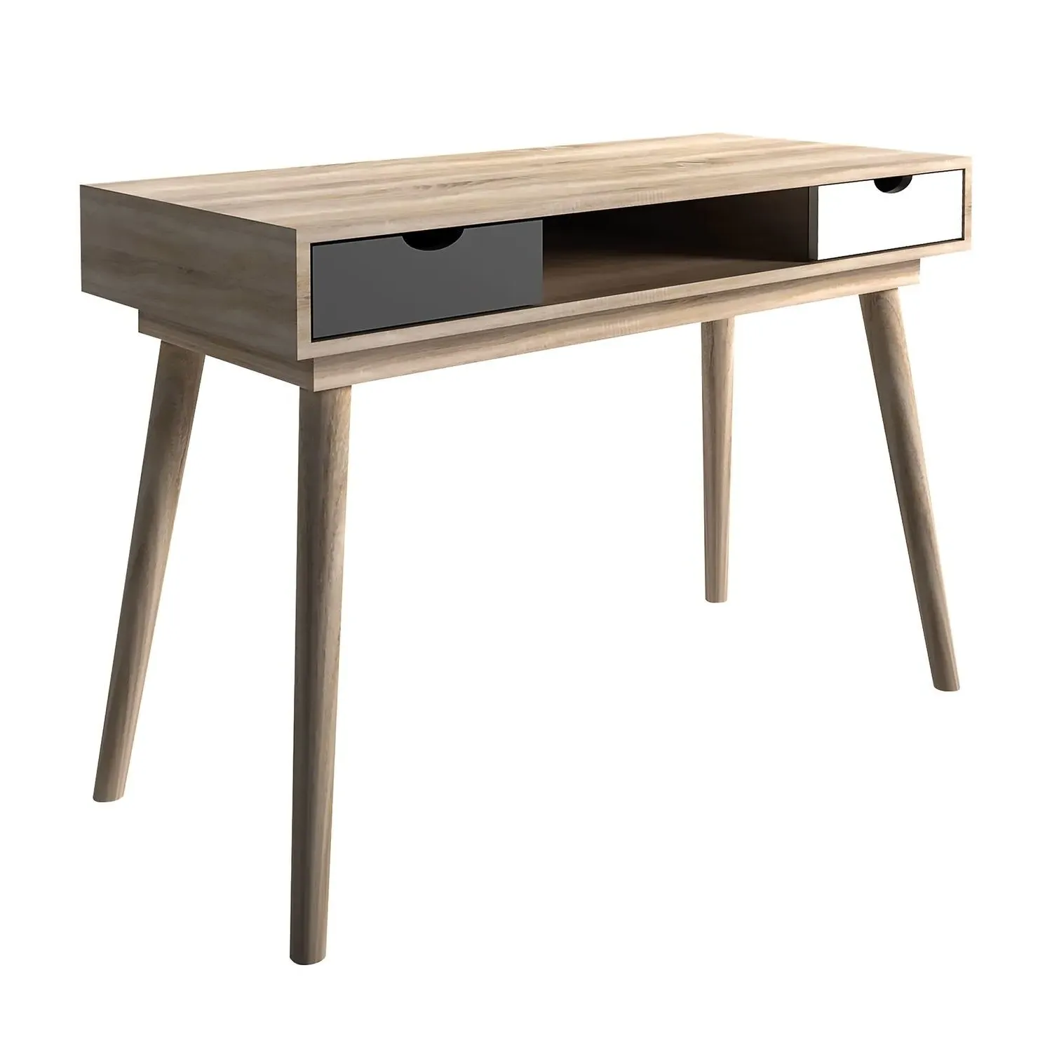 2-Drawer Desk with Storage - Brown, Oak Effect
