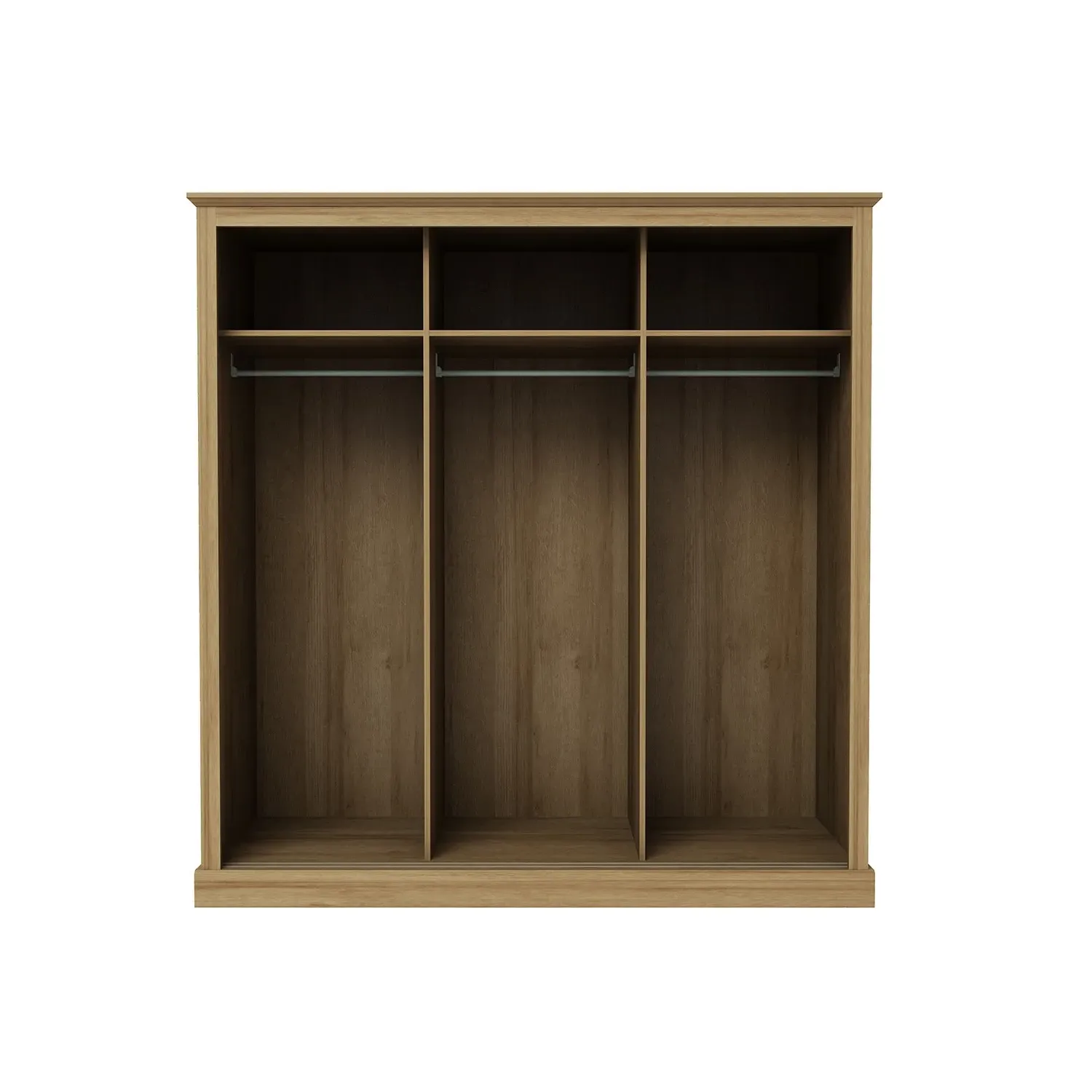 3-Door Sliding Mirrored Wardrobe - Oak