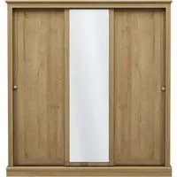 3-Door Sliding Mirrored Wardrobe - Oak